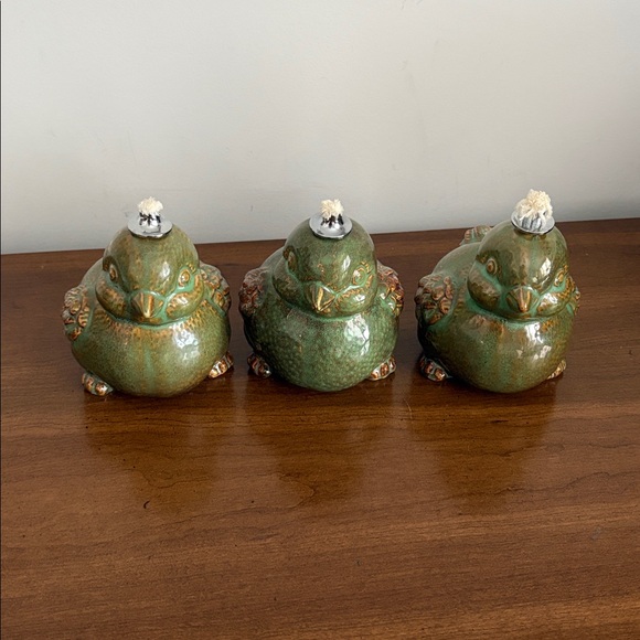 Other - 3x Green ceramic duck lantern